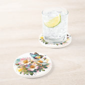 Blüten & Schmetterlinge Sandstein Untersetzer (Seite)