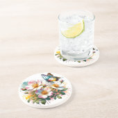 Blüten & Schmetterlinge Sandstein Untersetzer (Seite)