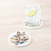 Blüten & Schmetterlinge Sandstein Untersetzer (Seite)