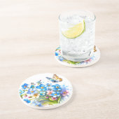 Blüten & Schmetterlinge Sandstein Untersetzer (Seite)