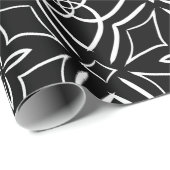 Blüten, schwarz und weiß geschenkpapier (Rolleneckpunkt)