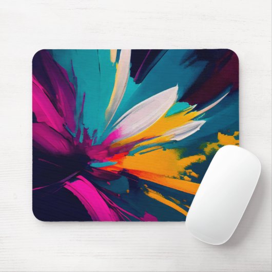 Blüten-Träume – Lebendiger abstrakter Blumenrausch Mousepad (Mit Mouse)
