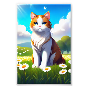 Blüten und Biscuits: Ein Nachmittagsspaß für Katze Fotodruck