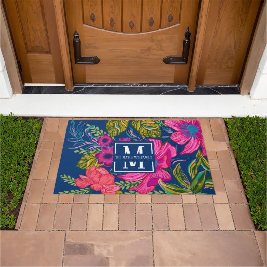 Blüten- und botanische Monogramm Fußmatte (Außenbereich)