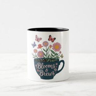 Blüten- und Braudesign - Whimsical Floral Graphic Zweifarbige Tasse