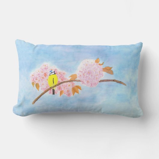 Blüten und Gartenvögel Lendenkissen (Vorderseite)