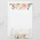 Blüten und grüne Aquarellblumen personalisiert Briefpapier (Vorne/Hinten)