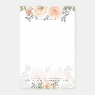 Blüten und grüne Aquarellblumen personalisiert Post-it Klebezettel