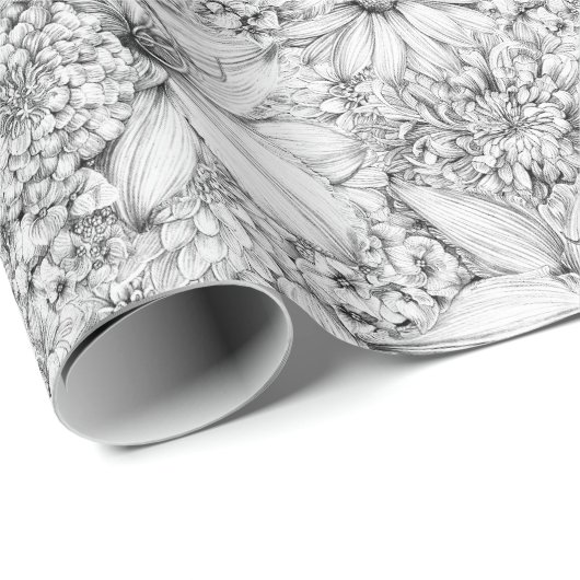 Blüten und Hydrangefarben Geschenkpapier (Rolleneckpunkt)