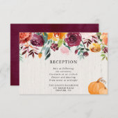 Blüten und Kürbis Aquarell Empfang Begleitkarte (Vorne/Hinten)
