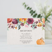 Blüten und Kürbis Aquarell Empfang Begleitkarte (Stehend Vorderseite)