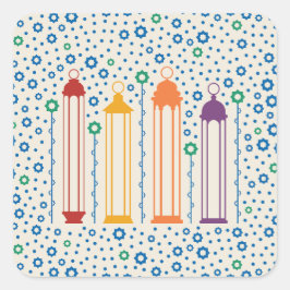 Blüten und Laternen Quadratischer Aufkleber