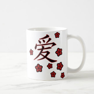 Blüten- und Liebe-Kanji-Tasse Kaffeetasse