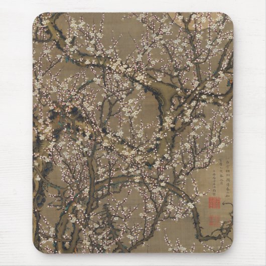 Blüten und Mond von Ito Jakuchu Mousepad (Vorne)