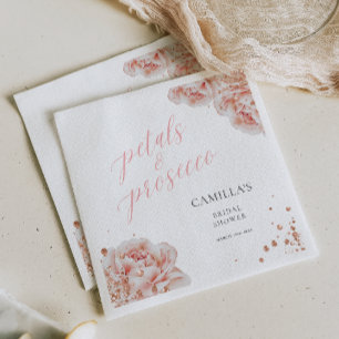 Blüten und Prosecco Rosafarben funkelnde Blumen Serviette