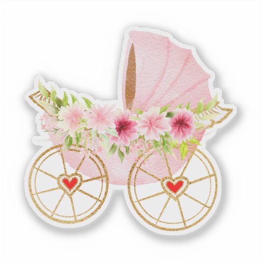 Blüten-und Rosa-Babytrommel Aufkleber (Vorderseite)