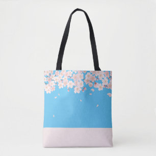 Blüten und Schmetterlinge: Blaues Monogramm option Tasche