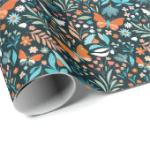 Blüten und Schmetterlinge, dekorative nahtlose Pat Geschenkpapier (Rolleneckpunkt)