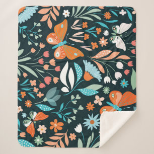 Blüten und Schmetterlinge, dekorative nahtlose Pat Sherpadecke