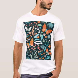 Blüten und Schmetterlinge, dekorative nahtlose Pat T-Shirt