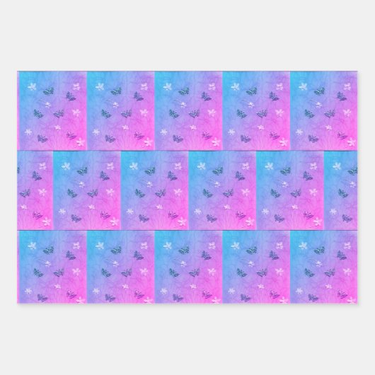 Blüten und Schmetterlinge  Geschenkpapier Set (Vorderseite)