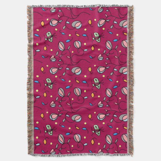 Blüten und Schmetterlinge, lustig, nahtlos rosa Mu Decke (Vorderseite Vertikal)