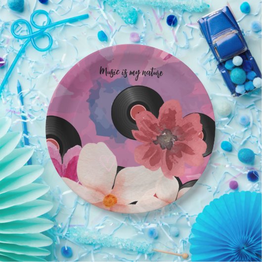 Blüten und Vinyl Pappteller (Party)