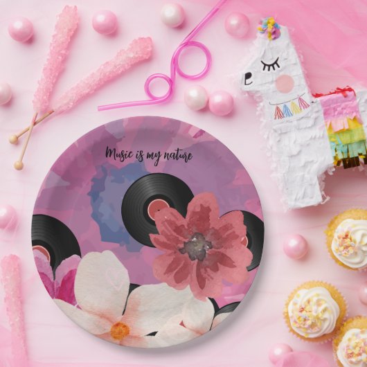 Blüten und Vinyl Pappteller (Party)