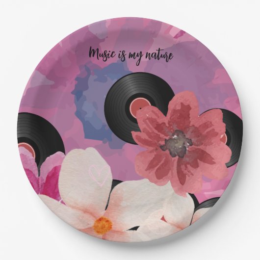 Blüten und Vinyl Pappteller (Vorderseite)