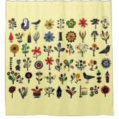 Blüten und Vögel Duschvorhang (Vorderseite)