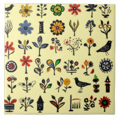 Blüten und Vögel Fliese (Vorderseite)