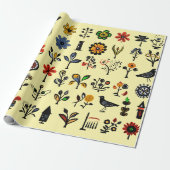 Blüten und Vögel Geschenkpapier (Ungerollt)