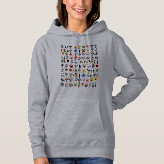 Blüten und Vögel Hoodie (Vorderseite)