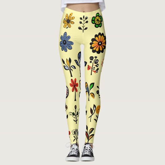 Blüten und Vögel Leggings (Vorderseite)