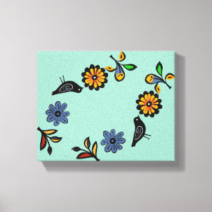 Blüten und Vögel Leinwanddruck
