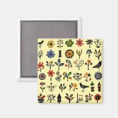 Blüten und Vögel Magnet (Vorderseite/Rückseite)