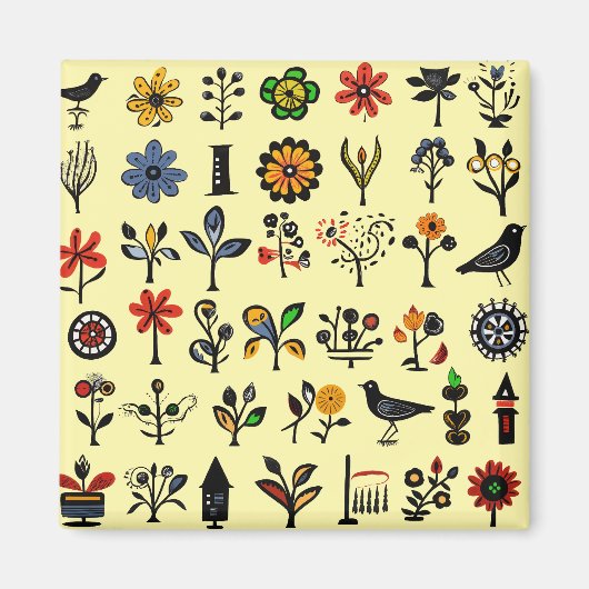 Blüten und Vögel Magnet (Vorne)