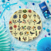 Blüten und Vögel Pappteller (Party)