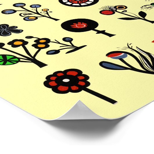 Blüten und Vögel Poster (Ecke)