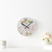 Blüten und Vögel Runde Wanduhr (Zuhause)