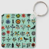 Blüten und Vögel Schlüsselanhänger (Rückseite)