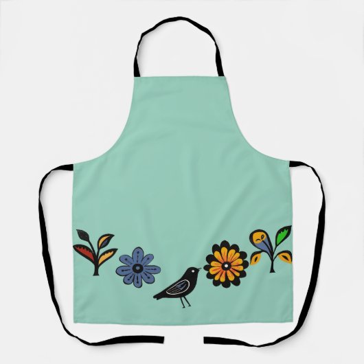 Blüten und Vögel Schürze (Vorderseite)