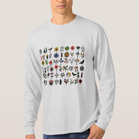 Blüten und Vögel T-Shirt (Vorderseite)