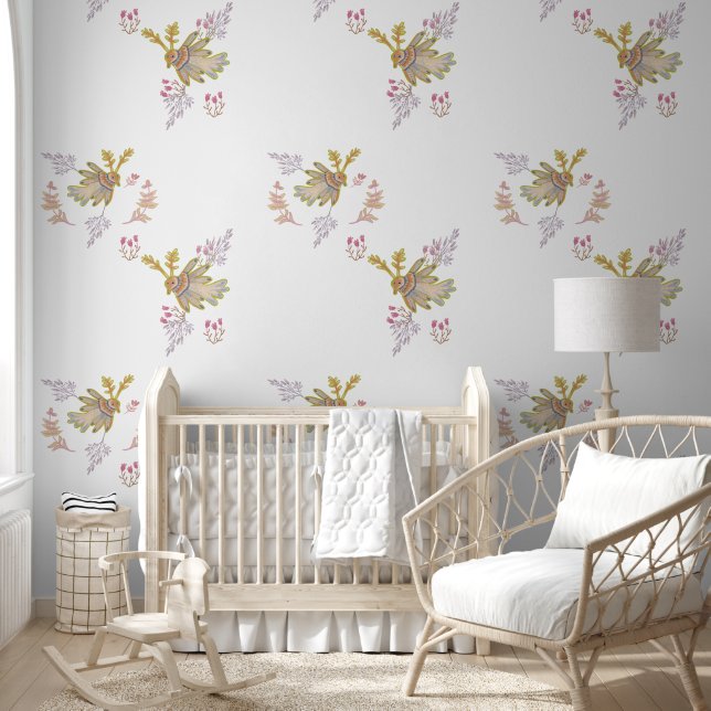 Blüten und Vögel Tapete (Kinder)