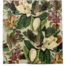 Blüten und Vögel XVI-ii Duschvorhang