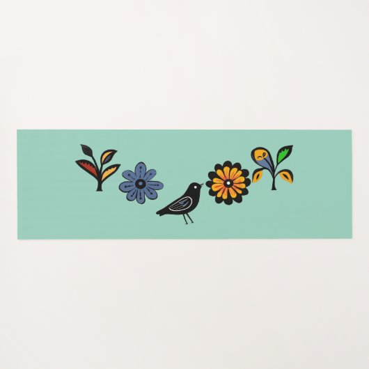 Blüten und Vögel Yogamatte (Rückseite (Horizontal))