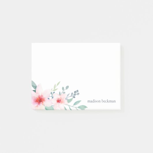 Blüten und Wasserfarben Post-it Klebezettel (Vorderseite)