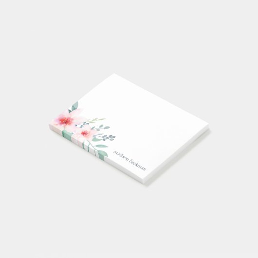 Blüten und Wasserfarben Post-it Klebezettel (angewinkelt)