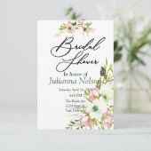 Blüten und weiße Aquarellfarben - Einladung (Stehend Vorderseite)