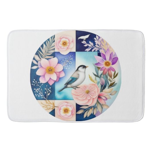 Blüten & Vögel Badematte (Vorderseite)